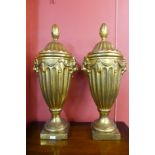 A pair of large George III style gilt urns and covers, 88cms h (20038898) #