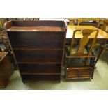 An Edward VII carved mahogany wall shelf and a mahogany open bookcase