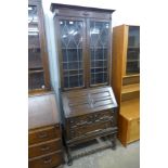 An oak barleytwist bureau bookcase