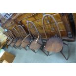 A set of six Ercol dark elm and beech Quaker chairs