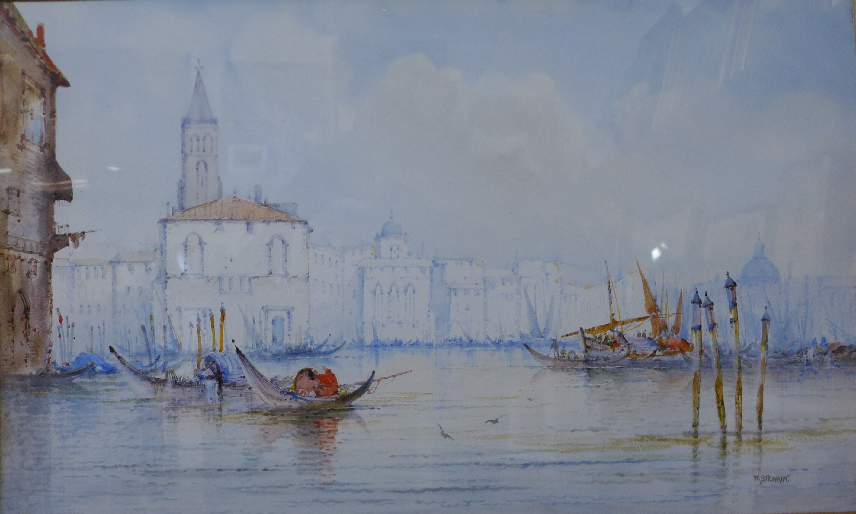 W. Stewart, Venice, watercolour, 30 x 50cms, framed