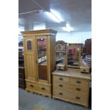 An Edward VII satin birch two piece bedroom suite