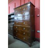 A George III mahogany chest on chest, 178cms h, 115cms w, 53cms d