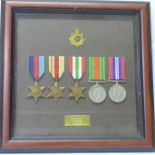 A framed WWII medal group to FJ Tarry T169519 R.A.S.C.