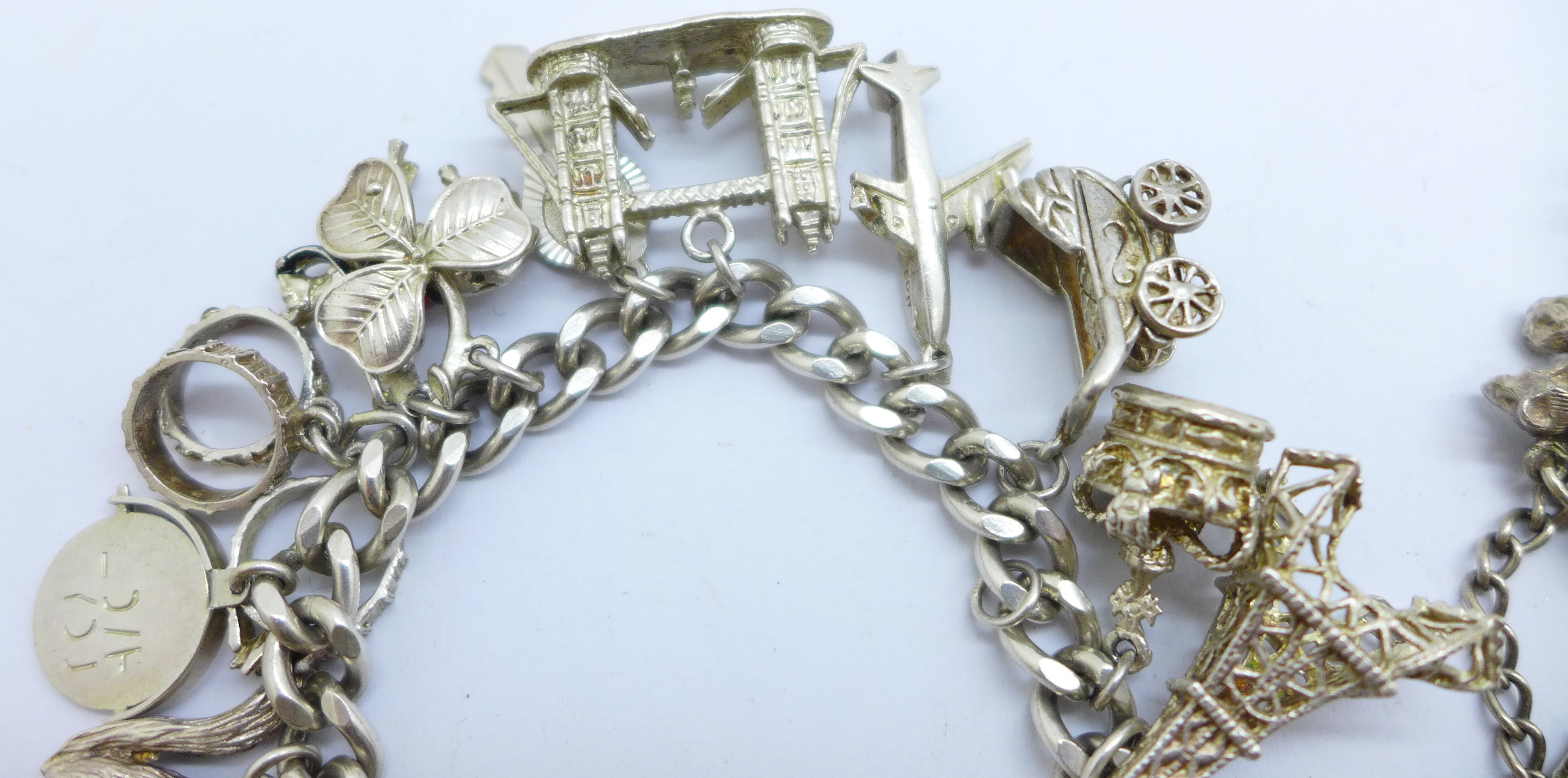 Two silver charm bracelets, 93g - Image 2 of 4