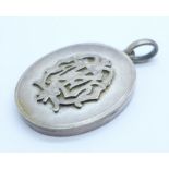 A Victorian white metal locket, tests as silver, 33mm x 41mm