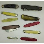 Ten assorted pocket knives