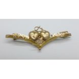 A 9ct gold, Best Wishes brooch, a/f, 1.6g