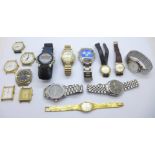 Fifteen lady's and gentleman's wristwatches including Citizen, Tissot Seastar, Smiths, Bulova and