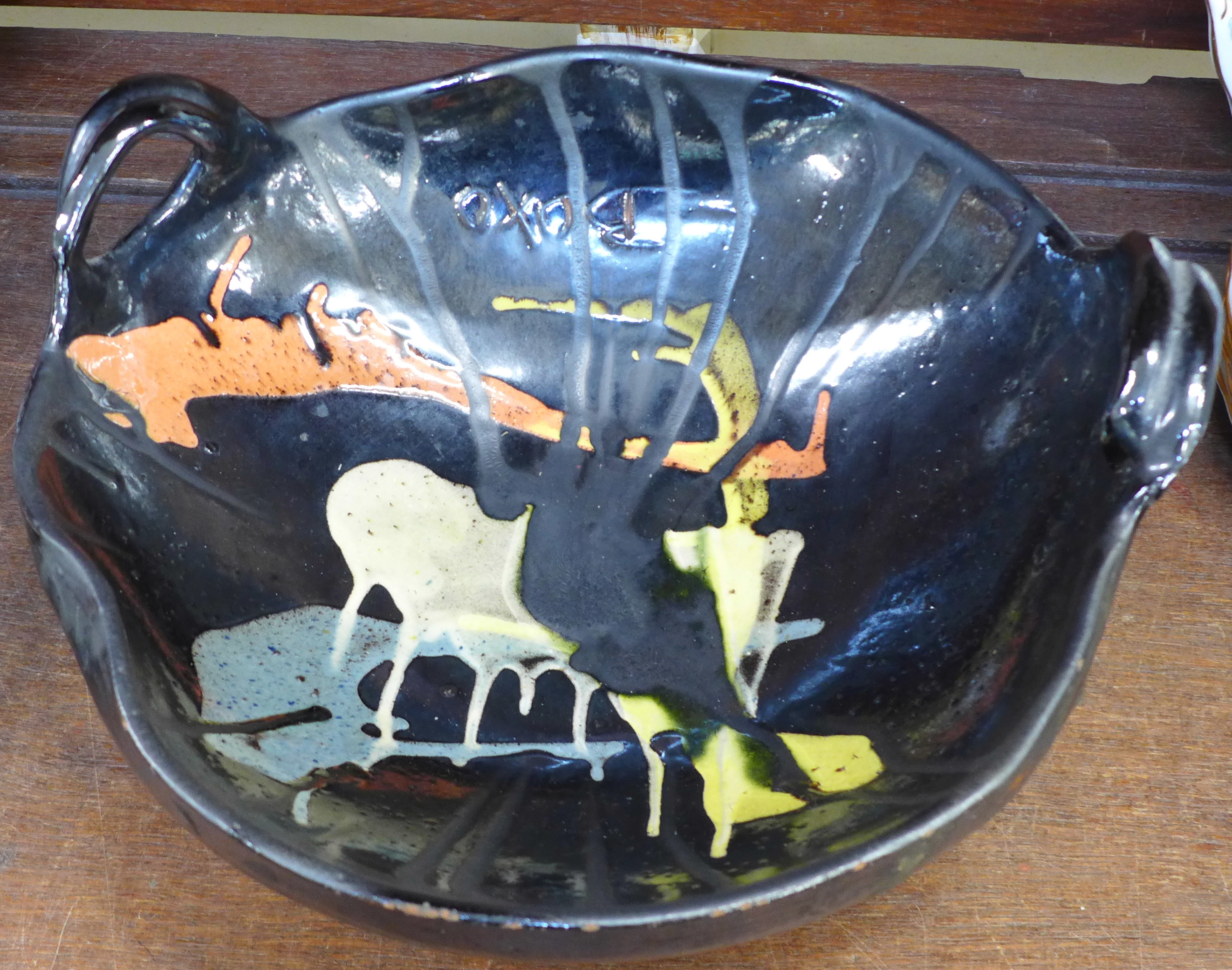 A Buxo studio pottery bowl, 29cm