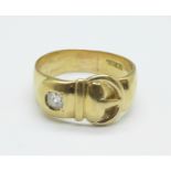 An 18ct gold and diamond buckle ring, 7.9g, R