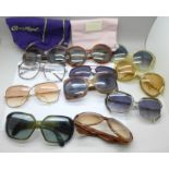 Five pairs of vintage designer sunglasses, two Christian Dior, two Ted Lapidus and one Yves Saint