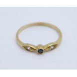 A 14ct gold ring marked .585, 1.1g, N