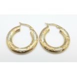 A pair of 9ct gold hoop earrings, 2.5g