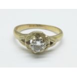 A 9ct gold and diamond solitaire ring, 3.7g, Q, approximately 0.5carat diamond weight
