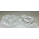 Two Orrefors glass candle holders, designed by Martti Rytkönen, boxed
