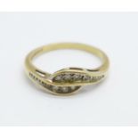 A 9ct gold and diamond ring, 2.2g, Q