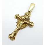 A 9ct gold crucifix, 5.9g, 24mm x 37mm