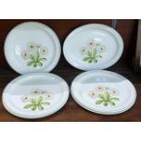 Five Midwinter Fleur dinner plates, (one a/f) and an oval plate