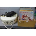 Sixty LP records, 1960's/1970's, easy listening, etc., an Arflite circular case, a clutch bag and