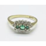 A 9ct gold, emerald and diamond ring, 2.5g, Q