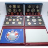 Four Royal Mint proof coin sets, 1998, 1999, 2002 and 2004