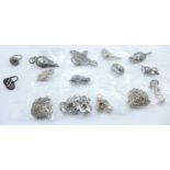 A collection of silver and marcasite jewellery