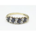 A 9ct gold, sapphire and cubic zirconia ring, 1.9g, O