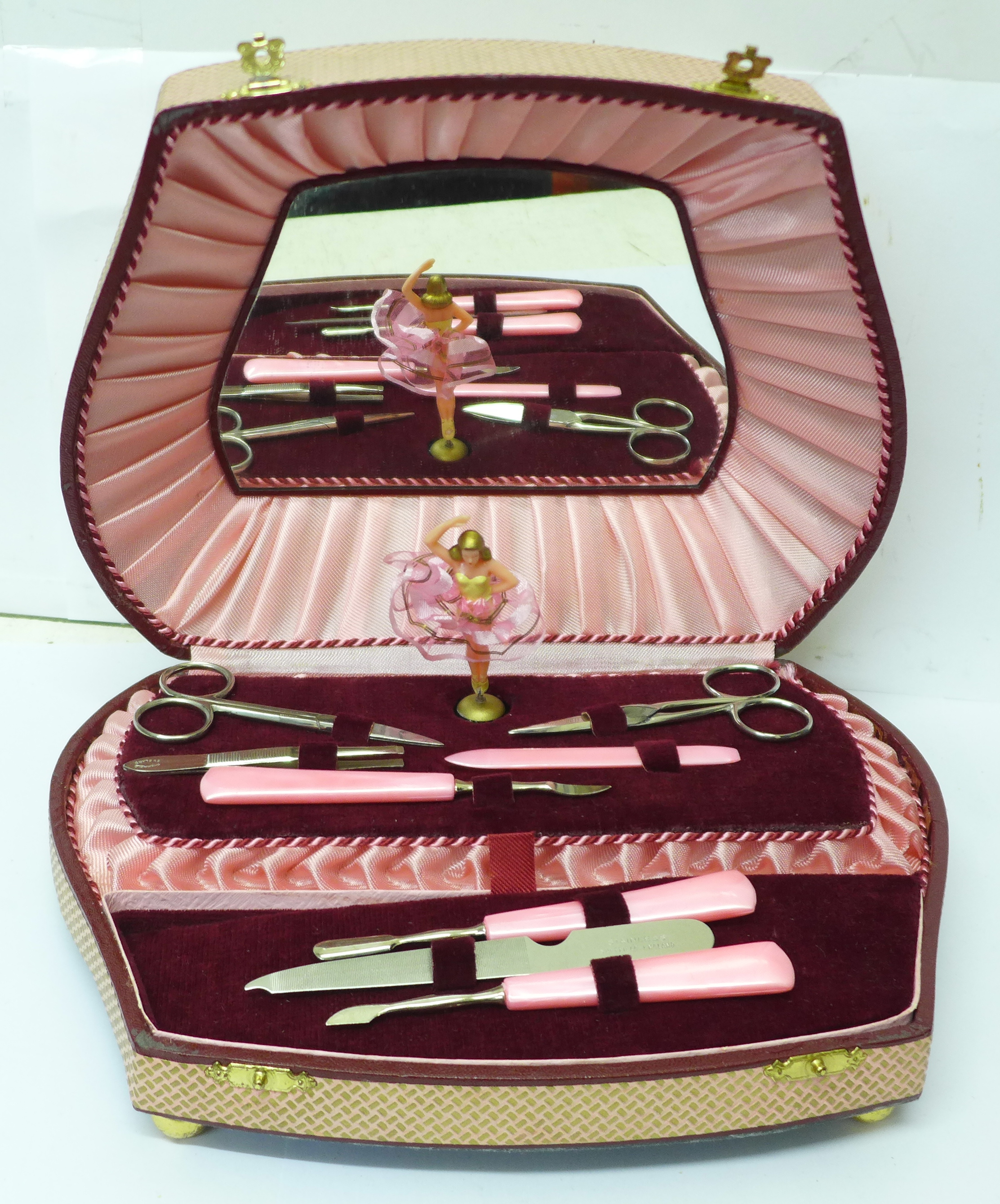 A vintage 1950's/60's, musical manicure set