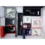 Ten items of silver and silver mounted jewellery, boxed