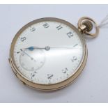 A 9ct gold cased top-wind pocket watch, total weight 71.7g, London import mark for 1908