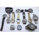 A collection of wristwatches; Globenfeld, Timex, Spiroquartz, Lorus, Continental, Accurist, Nautica,