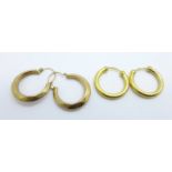 Two pairs of 9ct gold earrings, 3.8g