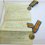 A pair of WWI medals to 100941 Cpl. H.G. Wilkins M.G.C., with parchment certificate, (Henry George)