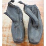 A pair of heavy industrial working men's clogs, possibly foundry or glassworks, early 20th Century
