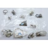 A collection of silver and quartz set jewellery (12)