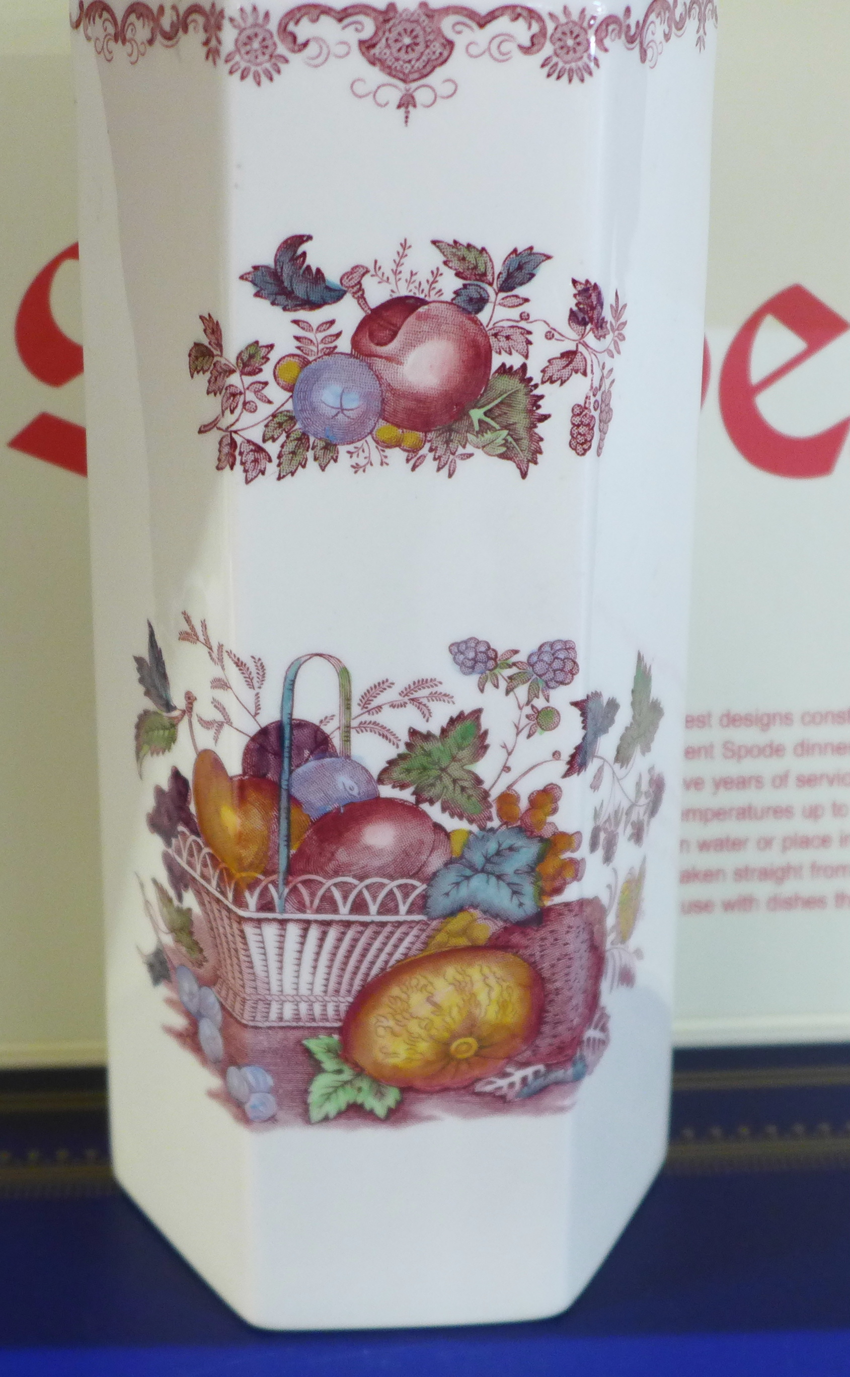 Two Coalport plates decorated with fruit, hand painted by Carole Gidman, a Mason's fruit basket vase - Image 5 of 7