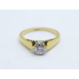 An 18ct gold and diamond solitaire ring, 2.7g, K, approximately 0.25carat weight