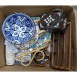 A box of assorted china, wooden box, etc **PLEASE NOTE THIS LOT IS NOT ELIGIBLE FOR POSTING AND