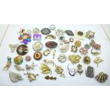 Fifty costume brooches