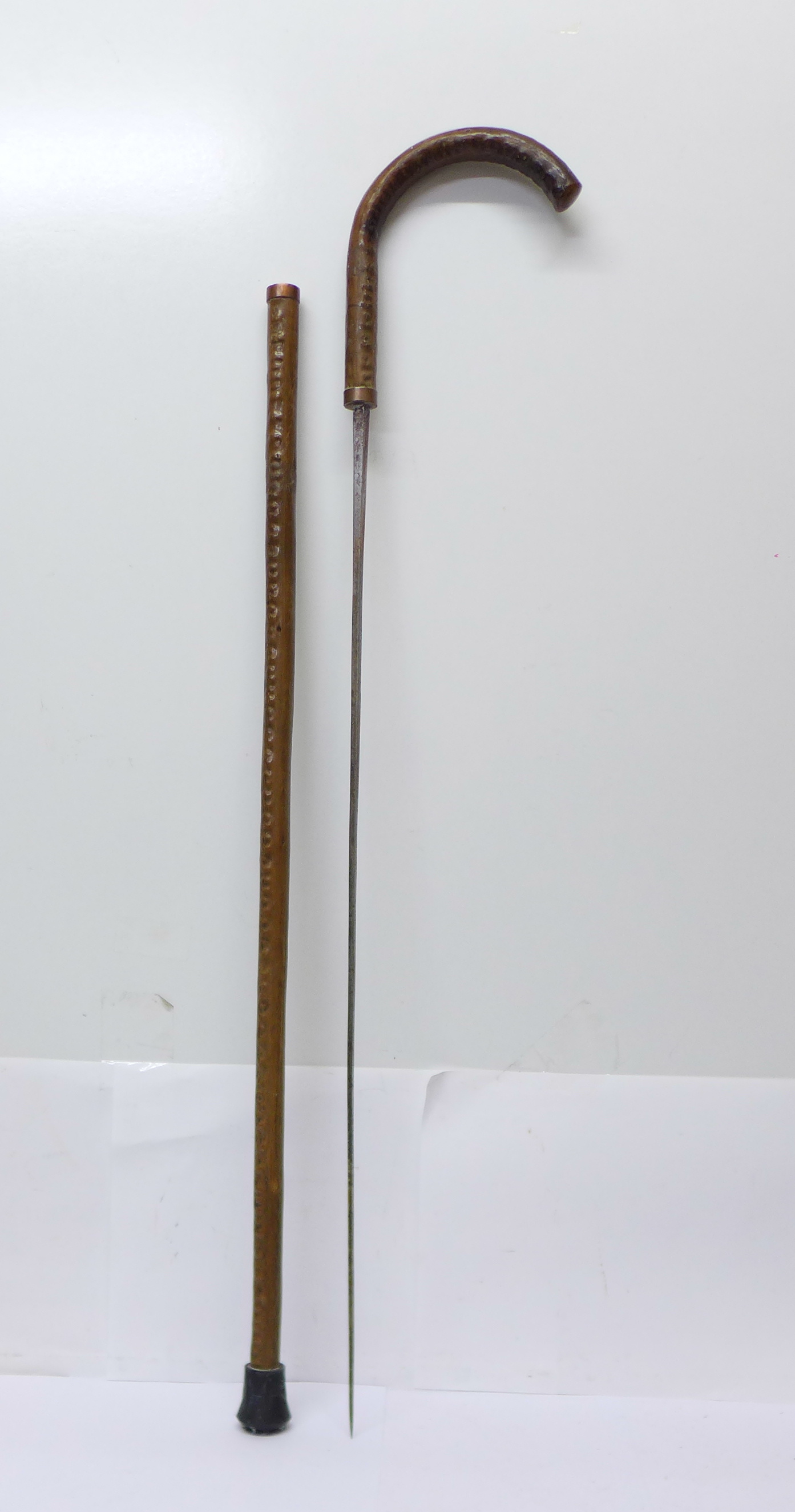 A French sword stick, marked Brunon A Cotatay on the blade, stick a/f, handle split - Image 2 of 4