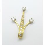 A yellow metal and diamond pendant, (tests as 18ct gold), 2.1g