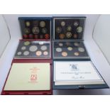 Four Royal Mint proof coin sets, 1985, 1986, 1996 Deluxe 25 years of Decimalisation and 1997