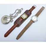 A Trebex wristwatch, a Timex wristwatch and a skeleton half hunter pocket watch