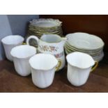 A Copelands cream jug and saucer marked Savoy Hotel, Shelley cups, saucers and side plates, (4,6,4),