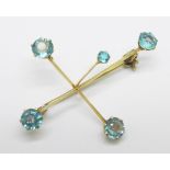 A 9ct gold and blue stone Southern Cross brooch, 2.6g, 45mm x 34mm