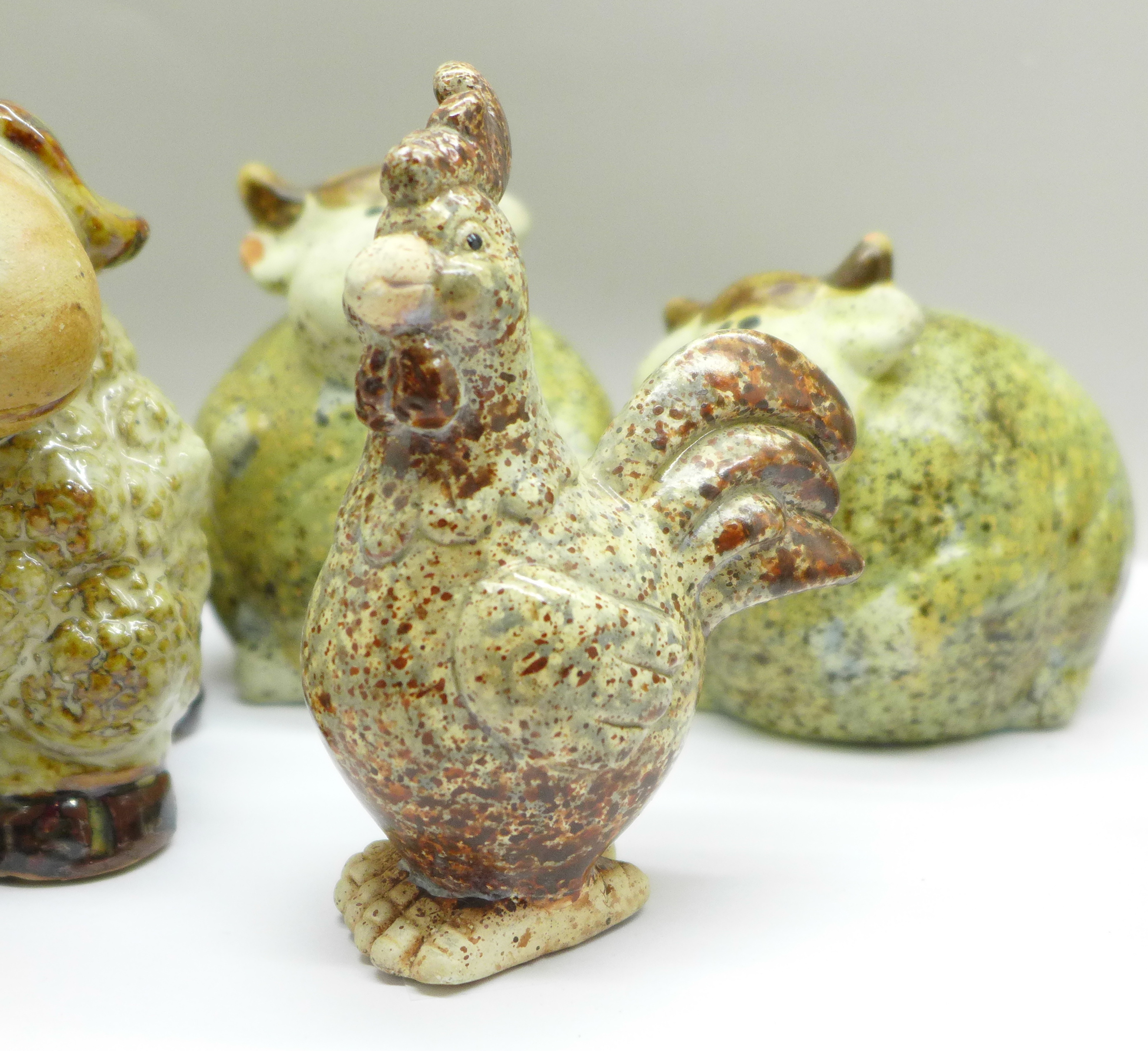 Six studio pottery animals - Image 2 of 4