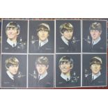 Two sets of four 1960's Volpe prints of The Beatles, 46 x 36cms, unframed, etc.