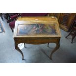 A French Louis XV style Vernis Martin kingwood, rosewood and gilt metal mounted bureau de dame