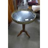 A French style beech, gilt metal mounted and marble topped wine table
